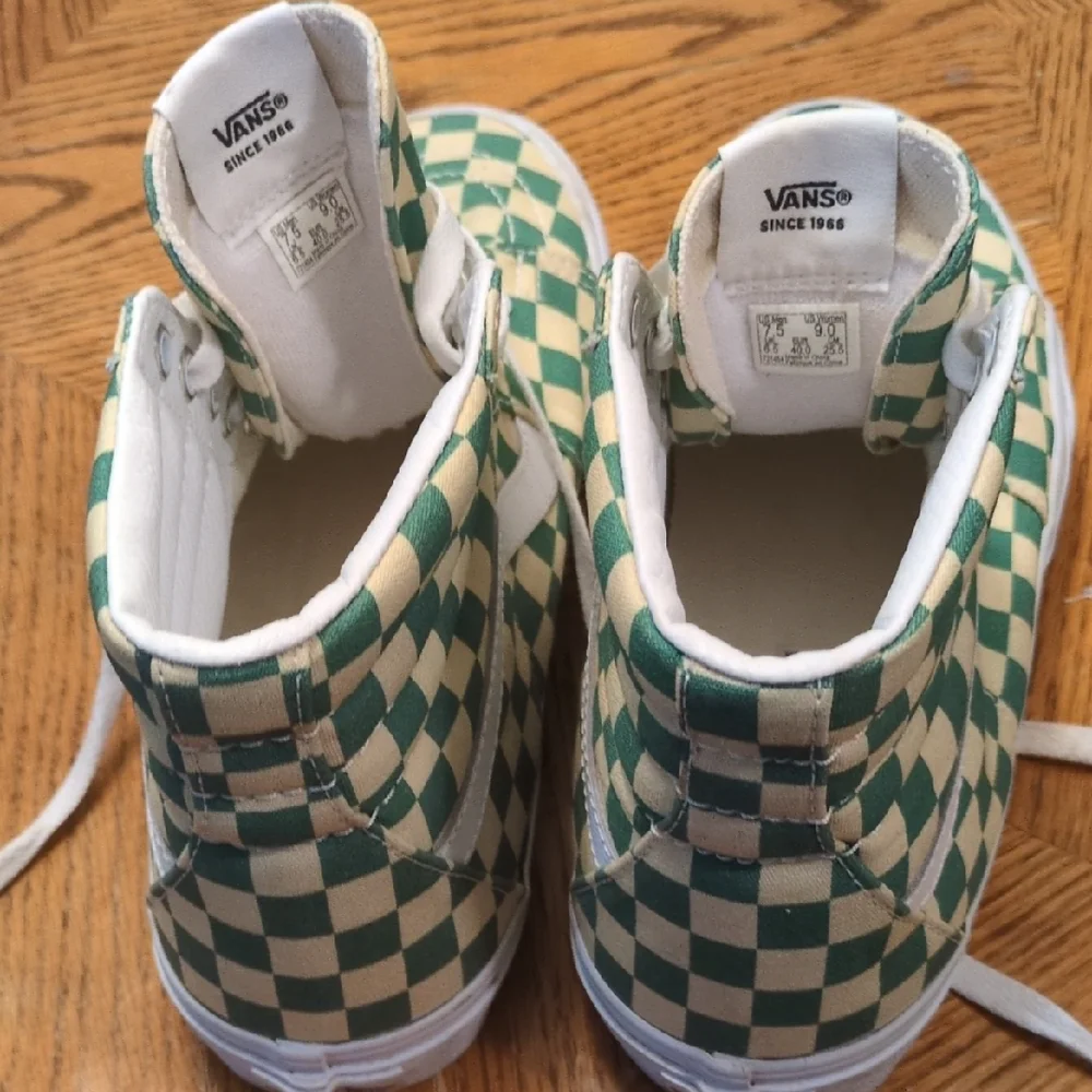 Vans Women's Green and White Checkerboard Sneakers - Picture 1 of 5